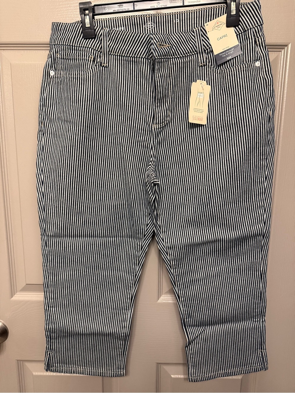 St. John's Bay Black and White Striped Capri Jeans - NWT